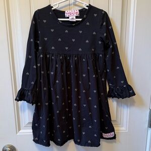 Ruffle Girl Black & Gray Heart Pattern Top